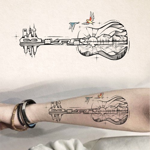 Guitar Spirit Tattoo design