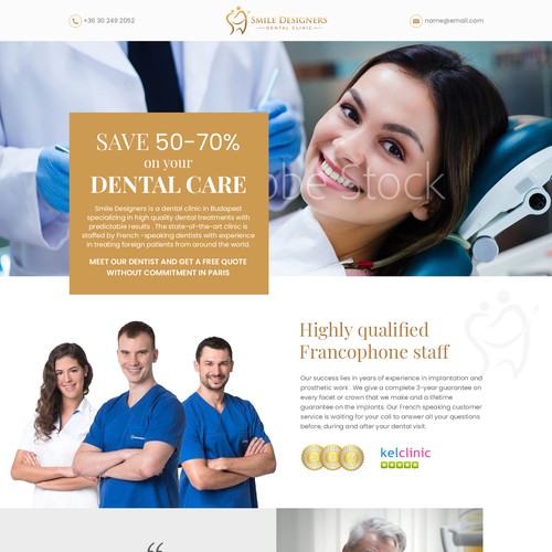 Landing page of a DENTAL CLINIC